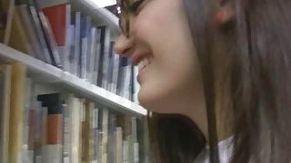Library blowjob with Latina coed